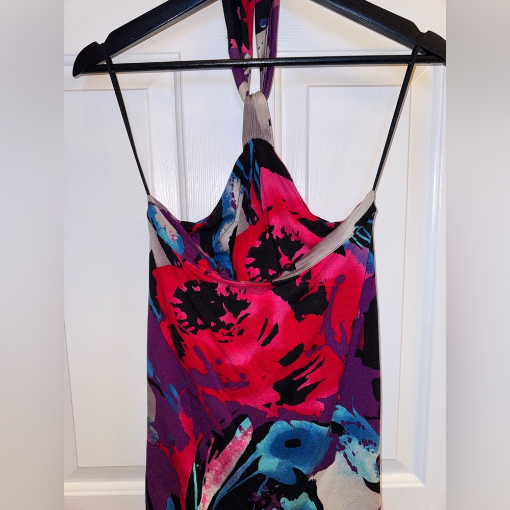 Express Multicolor Party Print Halter Top, Size XS - Picture 9 of 16